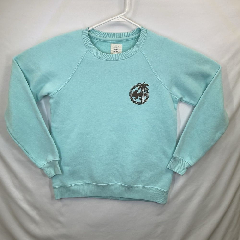 Vtg Billabong Sweatshirt‎ Mens S Aqua Blue Longsleeve Australia Surf Wear Logo